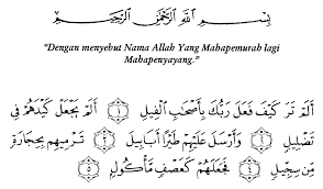 Yakni diambil dari awal ayat pertama. Al Fiil Alqur Anmulia
