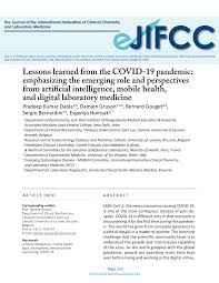 PDF) Lessons Learned from the COVID-19 Pandemic: Emphasizing the Emerging  Role and Perspectives from Artificial Intelligence, Mobile Health, and  Digital Laboratory Medicine