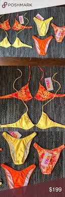 New Venus Vintage Yellow Orange 5pc Bikini 80s 90s Venus Swimwear Amazing Collection These Came From My Aunt Who Purcha Bikinis Vintage Yellow Venus Swimwear