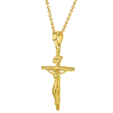 4.5 out of 5 stars. In Season Jewelry 18k Gold Plated Crucifix Jesus Christ Cross Necklace Religious Pendant 19