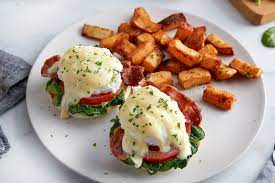 5 corned beef hash benedict (1 serving) with roasted potatoes; Breakfast Mimi S Cafe