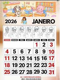 CALENDÁRIO LIBRAS 2026