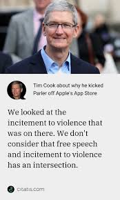 Apple ceo tim cook addressed the company's decision to suspend parler from its app store in an interview with chris wallace set to air on fox news sunday. Tim Cook About Why He Kicked Parler Off Apple S App Store Citatis News