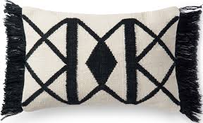 Black And White Throw Pillow With Tassels Thick Black Lines And Fringe Is What We Love Most About This Pillow Pair With Another Bright Pillow For Con Outdoor Pillow Covers Floral Throw Pillows Pillows