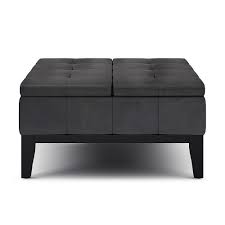 Black leather coffee table with storage. Best Buy Simpli Home Dover Square Coffee Table Storage Ottoman Distressed Black Axcot 235 Dbl