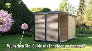 They are made up of concrete floors, concrete pillars and wooden framing. Cubie Gartenhaus