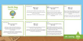 It is an excellent way of improving speaking skills and is particularly helpful in providing experience in. Earth Day Debate Cards Teacher Made