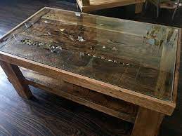 Friendly canova 1.1m reclaimed wood rectangular coffee table brings reliability and modern functionality into your living space with its. Glass Top Rustic Shadowbox Coffee Table Fly Fishing Coffee Table River Rock Inlaid Table Reclaimed Lumber Low Occasional Table Solid Wood Coffee Table Coffee Table How To Antique Wood