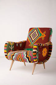Recycled Kilim Rug Upholstered Chair Home Decor Furniture Mexican Interior Design Armchair
