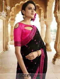 Black And Gold Combination Blouse Designs Pink Cold Shoulder Blouse Blouse Designs Silk Pink Cold Shoulder Blouse Silk Saree Blouse
