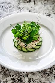 Crab Tian Cucumber Wasabi Avocado Puree Temptation For Food Food Processor Recipes Food Food Presentation