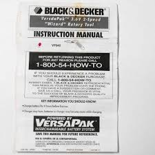 Black Decker Versapak Interchangeable Battery System Owners Manual Black Decker Vp940 Instruction Guide Print Rotary Tool Wizard Rotary Tool Rotary Black Decker