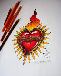 Sacred Heart Dibujando Otra Vez Dibujo Dibujandoando Terapia Corazon Sagrad Tatuaje Sagrado Corazon Sagrado Corazon Tattoo Sagrado Corazon