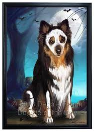 Happy Halloween Trick Or Treat Australian Shepherd Dog Skeleton Framed Canvas Print Wall Art Dog Skeleton Australian Shepherd Dogs Framed Canvas Prints