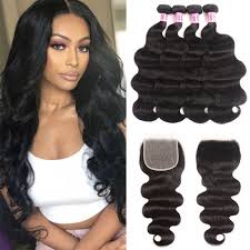 unice hair icenu series body wave transparent closure and bundles 4 pcs body wave with 5 5 inch transparent closure