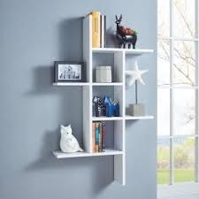 Danya B Cantilever White Mdf Floating Wall Shelf Xf160708wh The Home Depot Floating Wall Shelves Wall Shelves Design Wall Shelves
