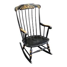 Vintage 1970s Black Hitchcock Style Painted Nichols Stone Co Rocking Chair Rocker Nichols And Stone Rocking Chair Antique Rocking Chairs