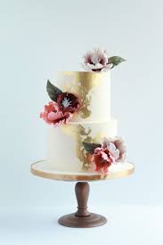 Two Tier Buttercream Wedding Cake With Gold Leaf Foil And Sugar Flowers Weddingcakewithgoldfoil Whi Wedding Cake Gold Leaf Fresh Flower Cake Gold Leaf Cakes