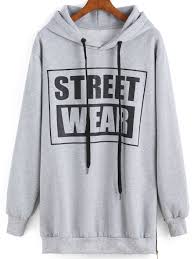 Shop Hooded Drawstring Letter Print Sweatshirt Online Shein Offers Hooded Drawstring Letter Print Swea Printed Sweatshirts Letter Print Sweatshirt Sweatshirts