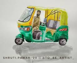 Watercolor Illustration Tuk Tuk Indian Auto Rickshaw Insta To Be Artist In 2020 Sketches Watercolor Illustration Illustration