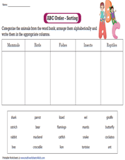 alphabetical order worksheets