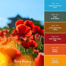 English language names are approximate equivalents of the hexadecimal color codes. Poppy Field Embroidery Color Palette With Thread Codes
