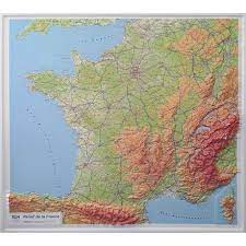 Wall Map Of France France 3D Relief Wall Map
