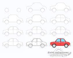 Drawing lessons step by step. How To Draw A Cartoon Car In 12 Steps Easylinedrawing