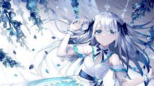 Light Blue Eyes White Hair Anime Girl With White Blue Dress 4K HD Anime  Girl Wallpapers | HD Wallpapers | ID #96792