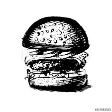 Concept original et de qualité für black and white burger. Burger Hamburger Drawing Black And White Silhouette Graphic Stock Vector Adobe Stock
