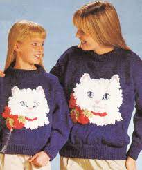I have a grand plan to give away one free pattern per month! Christmas Kitten Pullover Pattern Child Sizes 6 8 10 12