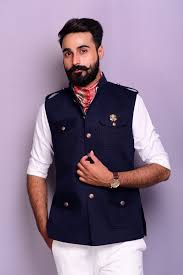 Navy Blue Denim Semi Hunting Jacket Fashion Suits For Men Mens Outfits Men Shirt Style