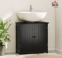 HOMCOM Under Sink Bathroom Cabinet with 2 Doors and Shelf ...