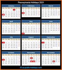Pennsylvania Holidays 2021