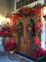 Love My Front Doors This Christmas Front Porch Christmas Decor Outdoor Christmas Christmas Decorations Diy Outdoor