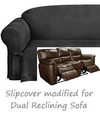 Reclining Sofa Slipcover Black Suede 3 Seater Dual Recliner Couch Reclining Sofa Reclining Sofa Slipcover Slipcovered Sofa