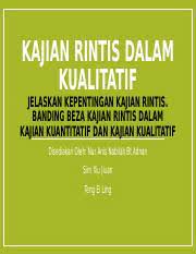 Satu kajian rintis dilakukan bertujuan untuk mengenal pasti tahap pengetahuan masyarakat exploring domestic violence experiences from the perspective of abused women in malaysia. Anis Sim Teng Pptx Kajian Rintis Dalam Kualitatif Jelaskan Kepentingan Kajian Rintis Banding Beza Kajian Rintis Dalam Kajian Kuantitatif Dan Kajian Course Hero