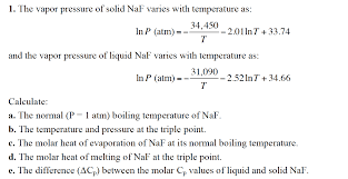 What is the formula for boiling point? The Vapor Pressure Of Solid Naf Varies With Chegg Com