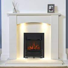 Linear fireplaces dominate the category of modern fireplace appliances. White Marble Curved Surround Chrome Electric Fire Fireplace Suite Downlights 48 Ebay