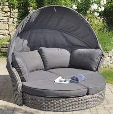 Hartman summerland loungeinsel geflecht garten und freizeit. Bequeme Garten Liegeinsel Mit Sonnenschutz Faltdach Zu Einem Gartensofa Umbaubar
