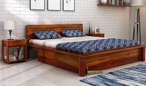 Buy Lynet Bed With Storage King Size Honey Finish Online In India Wooden Street Bed Storage Bedroom Bed Design Rustic Bedroom Furniture