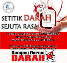 Presiden persatuan penderma darah negeri sabah (pendarah) alix sunggin berkata, kempen kali ini adalah anjuran bersama persatuan thalassaemia sabah, uppm n.16 inanam, jpkk kg. Kempen Derma Darah 25 26 Jun 2018 Hospital Sungai Buloh Selangor Facebook