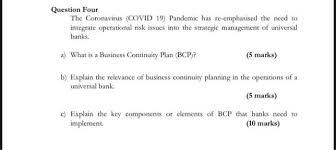 Planning is also affected by the perceived nature of the threat to the organization and the possible extent of damage or business interruption. Question Four The Coronavirus Covid 19 Pandemic Has Chegg Com