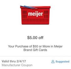 Buying a meijer gift on giftly is a great way to send money with a suggestion to use it at meijer.this combines the thoughtfulness of giving a gift card or gift certificate with the convenience and flexibility of gifting money. Meijer 5 Off 50 Meijer Gift Card