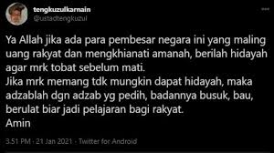 Kok ustad tengku zul begitu bibirnya: Tengku Zul Doakan Maling Uang Rakyat Badannya Busuk Dan Berulat Nkriku