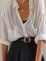 Check spelling or type a new query. White Shirt Collar Long Sleeve Casual Shift Shirts Tops Fashion Outfits Fashion Cool Outfits
