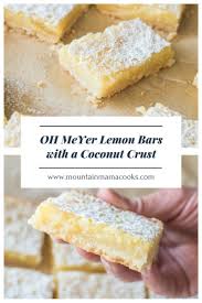 Meyer Lemon Bars With A Coconut Crust Recipe Meyer Lemon Bars Lemon Bars Lemon Pie Bars