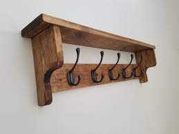 Elegant Wooden Coat Hat Rack With Shelf And Top Quality Cast Etsy Shelves Coat Hook Shelf Coat Rack Shelf
