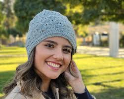 Gray Hand Crochet Winter Beanie for Women