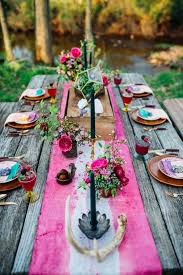 bohemian gemstone shoot with diy elements table runners wedding rustic wedding table setting bohemian table